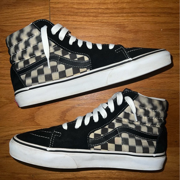 Vans Sk8-Hi Blur Checkerboard Black/White High Top Sneakers Mens Sz 8/ Wmns 9.5 - Picture 8 of 11